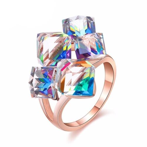 Adjustable multi crystal cub ring - White