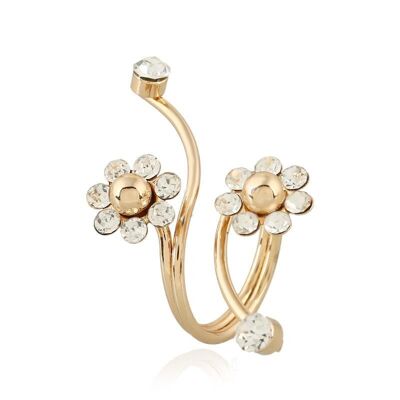 Adjustable dual flower ring