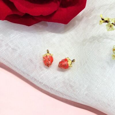 Colección Strawberry - Pendientes de botón de fresa