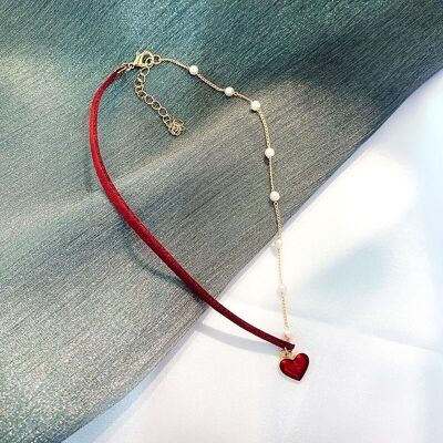 Make It Half with Heart Necklace Red
