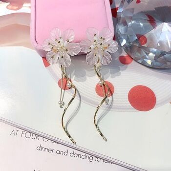 Boucles d'oreilles pendantes à fleurs en cristal 5