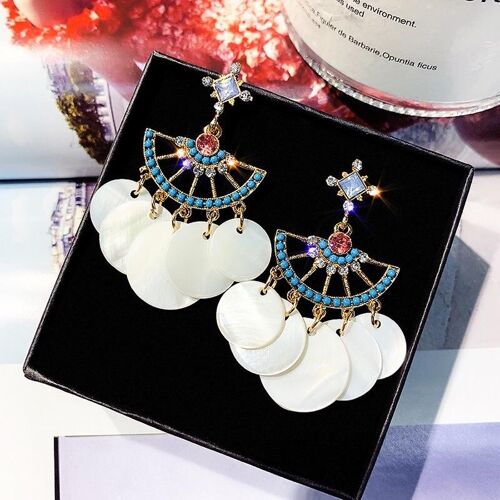 Bohemia Fan-Shaped Shell Drop Earrings