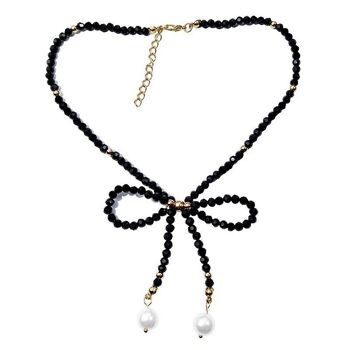 Collier ras de cou papillon en cristal noir 2