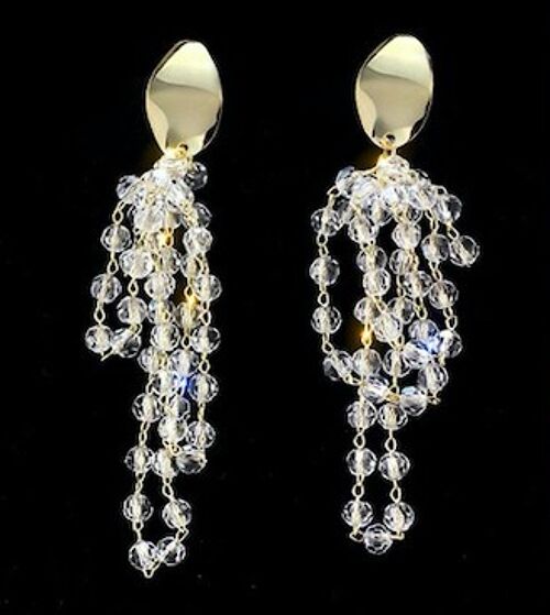Multi Layer Crystal Tassel Earrings - Multi Layer Crystal