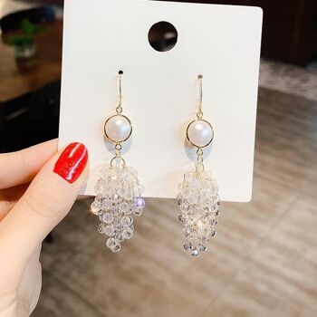 Boucles d'oreilles à pompons en cristal multicouches - Cristal de perle 3