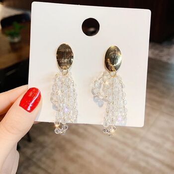 Boucles d'oreilles à pompons en cristal multicouches - Cristal de perle 4