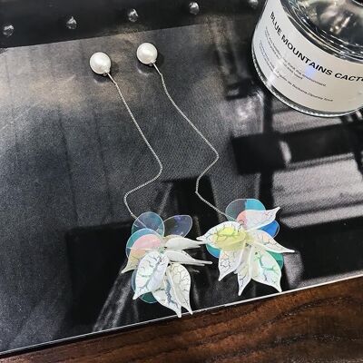 Boucles d'oreilles Forest Leaves Collection - Feuilles de perles longues