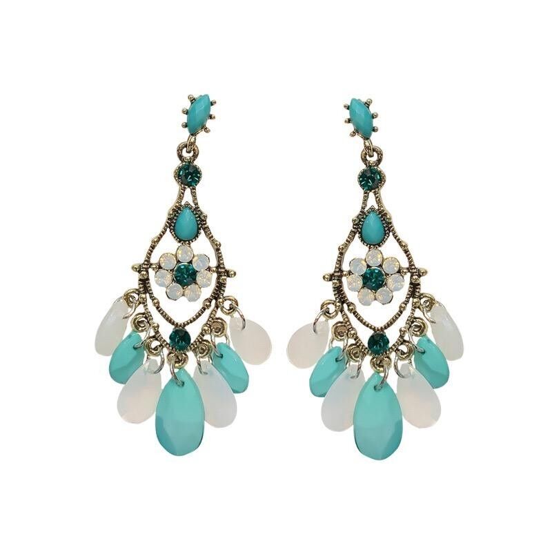 Orecchini Goccia d'Acqua Fiore Barocco - Verde