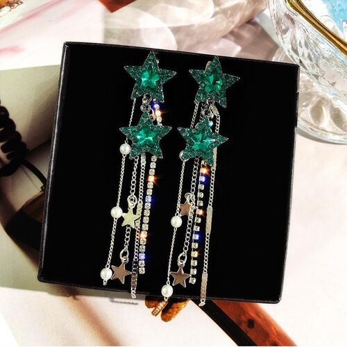 Crystal All Stars Earrings - Green Crystal