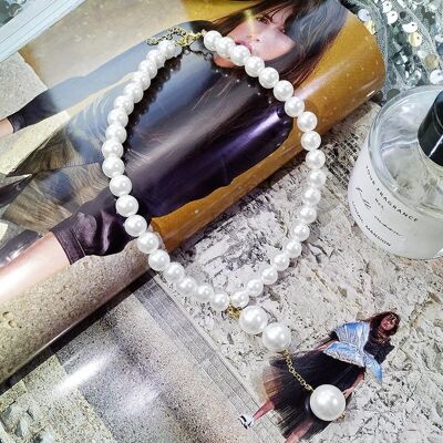 Pearl Choker Necklace with Pearl Drop