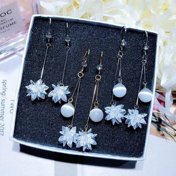 Collection de Boucles d'Oreilles Flocon de Neige et Perle - Flocon de Neige Unique 2