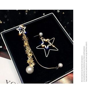 Boucles d'oreilles pompon étoiles BlingBling avec perles - symétrique 2