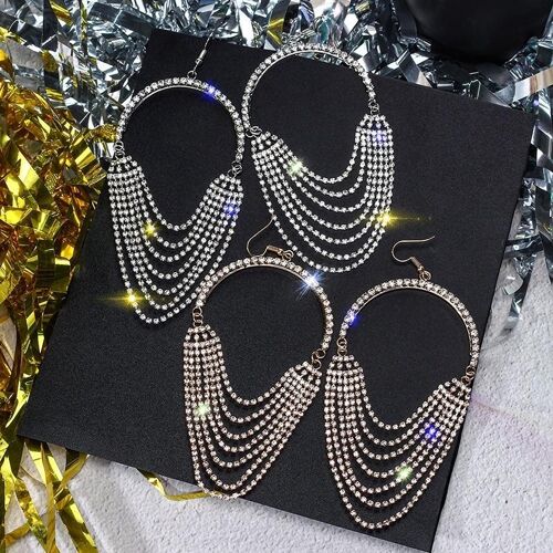 Asymmetric Heart Tassel Earrings Golden