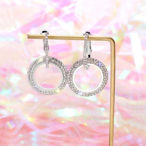 Double Hoop Diamond Earrings - Silver