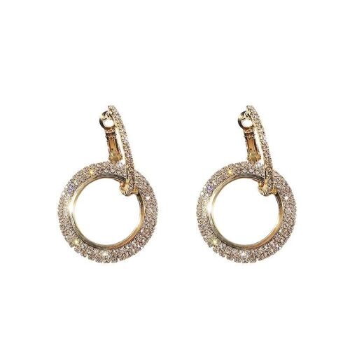 Double Hoop Diamond Earrings - Golden