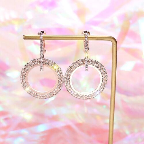 Double Hoop Diamond Earrings - Rose Golden
