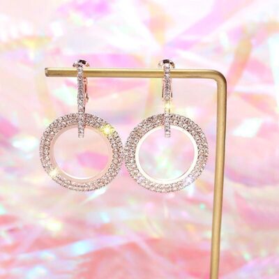 Boucles d'Oreilles Double Créoles Diamant - Or Rose