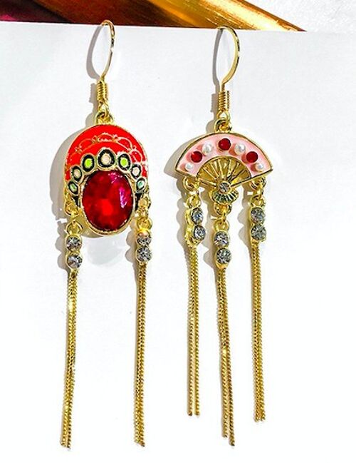 CLNLP Opera Face Earrings - Asymmetric Ear Hook Fanshaped