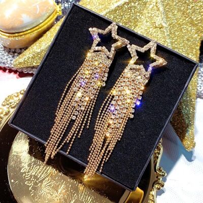 Pendientes Dramatic Star Tassel - Dorado