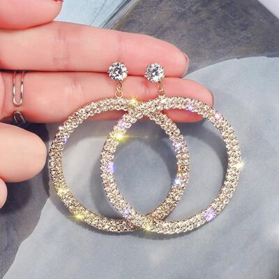 Diamond Hoop Earrings - Golden