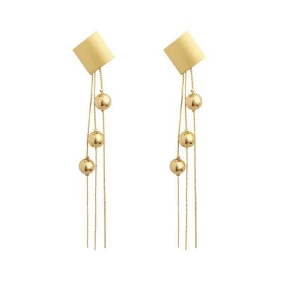 Metal Ball Slinky Drop Earrings Gold