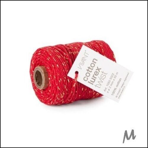 Lurex twist koord - Rood