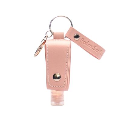 Keychain Leather Cased Refillable Sanitiser Bottle - Pink