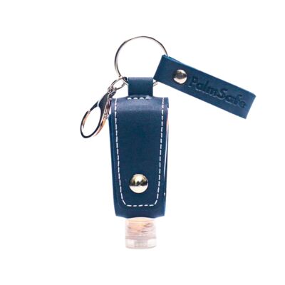 Schlüsselanhänger Nachfüllbare Desinfektionsflasche mit Lederummantelung - Blau