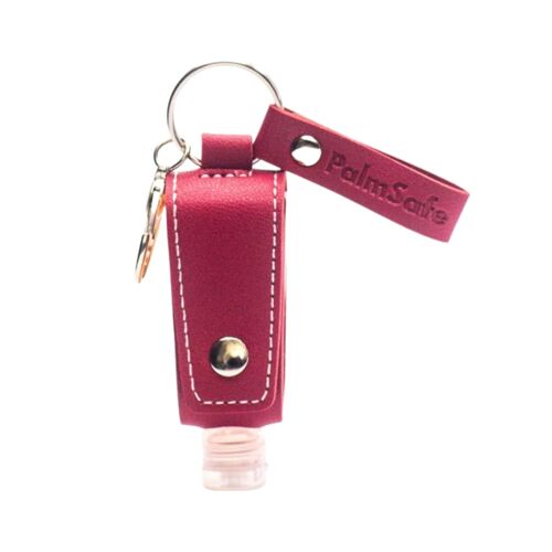 Keychain Leather Cased Refillable Sanitiser Bottle - Red