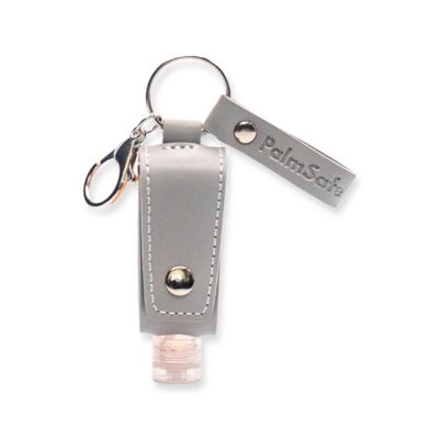 Keychain Leather Cased Refillable Sanitiser Bottle - Grey