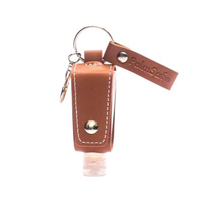 Keychain Leather Cased Refillable Sanitiser Bottle - Brown