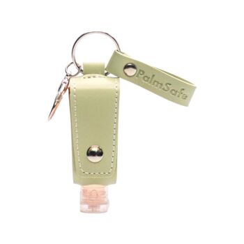 Porte-clés Bouteille Désinfectante Rechargeable Etui Cuir - Vert Clair