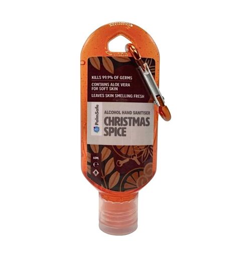 Clip Bottles of Premium Scented Hand Sanitiser Gel - Christmas Spice