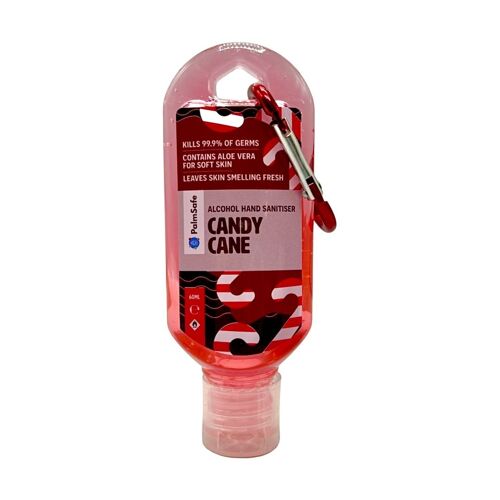 Clip Bottles of Premium Scented Hand Sanitiser Gel - Candy Cane