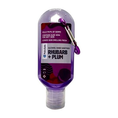 Clip Bottles of Premium Scented Hand Sanitiser Gel - Rhubarb and Plum
