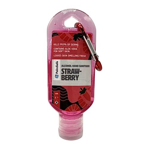 Clip Bottles of Premium Scented Hand Sanitiser Gel - Strawberry