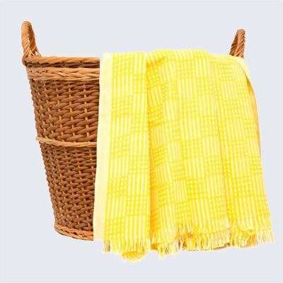 Yellow Check 'Kikoy' Tanzanian Hand Woven Cloth
