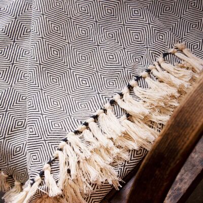 Charcoal Diamonds Tanzanian Hand Woven Throw