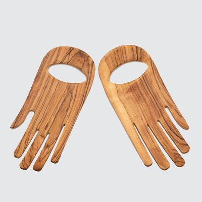 Olive Wood Hands Salad Servers