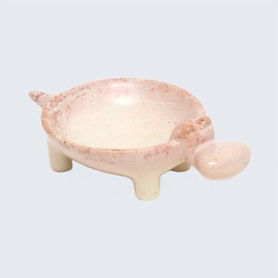 Marbled Pink Soapstone Hippo Dish
