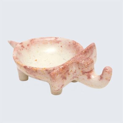Marbled Pink Soapstone Elephant Dish