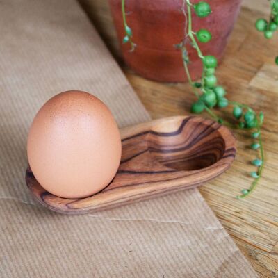 Olive Wood Double Egg / Salt and Spice Cup