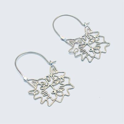 Tiger Outline Earrings 'Silver'