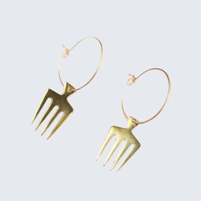 Comb Charm Small Hoop Earrings