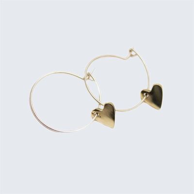 Heart Charm Small Hoop Earrings