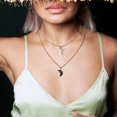 Crescent Charm Necklace- Long