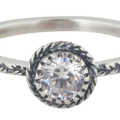 R287 White Diamond Crown Zilveren Ring