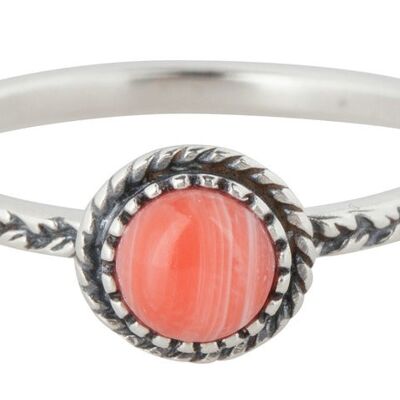 R291 Pink Crown Nat Stone Zilveren Ring