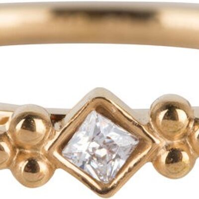 R616 Royal Square Gold Steel Crystal CZ