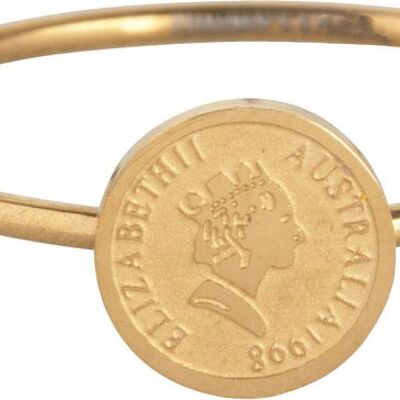 R963 Wish Coin Goldplated Steel Ring